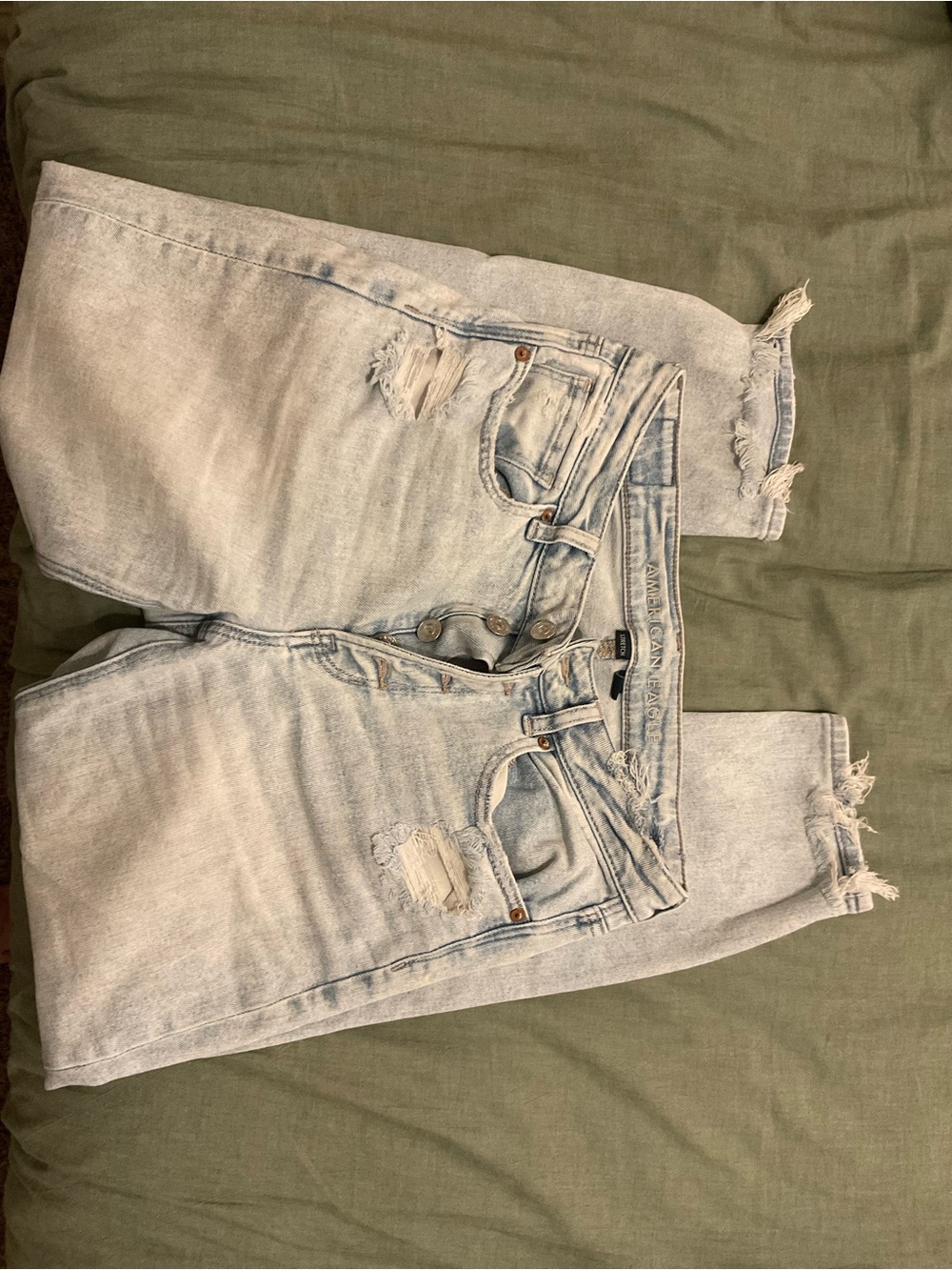 American Eagle Outfitters Light Blue Distressed Slim Straight Jeans
